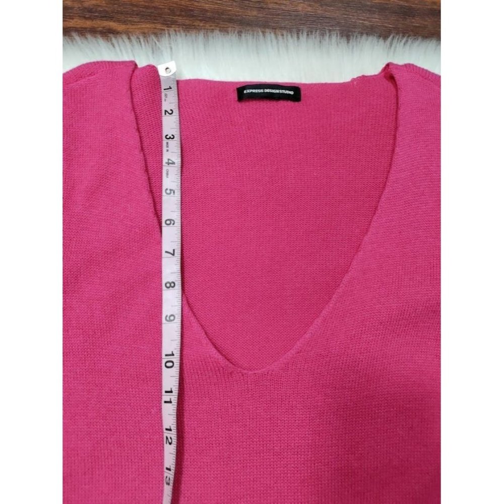 Express Design Studio Long Sleeve Ribbed Knit Mini Dress Hot Pink Women's M / S - Picture 9 of 14